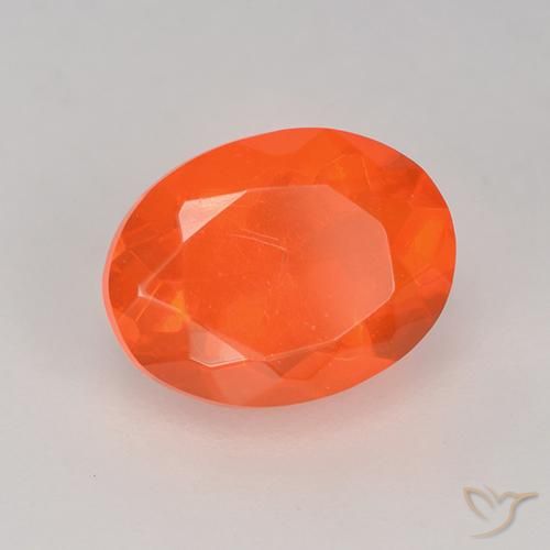 Ópalo de fuego Naranja fuego natural de 0.83 ct, Ovalada, Transparente
