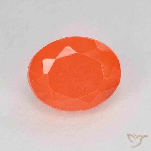 Ópalo de fuego naranja natural de 0,80 ct, corte óvalo, transparente