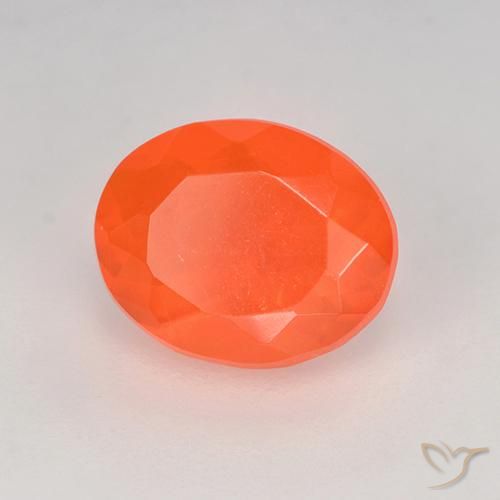 Ópalo de fuego naranja natural de 0,80 ct, corte óvalo, transparente