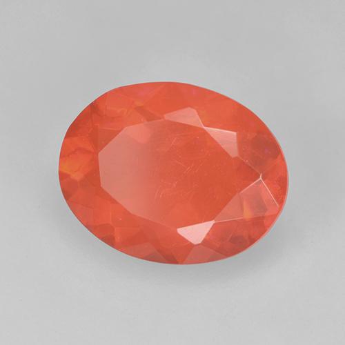 Ópalo de fuego Naranja rojizo oscuro natural de 1.11 ct, Corte Óvalo, Transparente