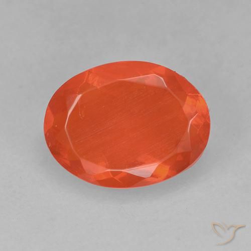 0.64ct Natural Naranja cálido Ópalo de fuego, Ovalada, Transparente