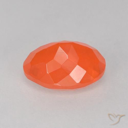 Ópalo de fuego Naranja intenso natural de 0.88 ct, Corte Óvalo, Transparente