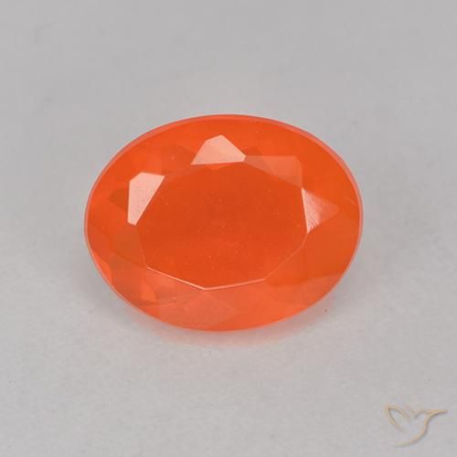 Ópalo de fuego Naranja rojizo oscuro natural de 0.64 ct, Corte Óvalo, Transparente