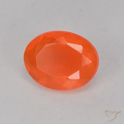 Ópalo de fuego Naranja rojizo oscuro natural de 0.64 ct, Corte Óvalo, Transparente