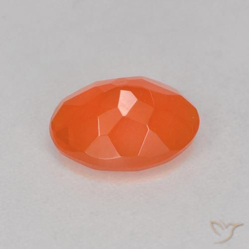 Ópalo de fuego Naranja rojizo oscuro natural de 0.64 ct, Corte Óvalo, Transparente
