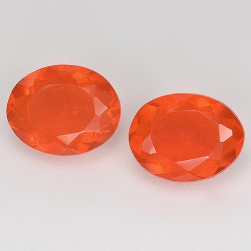 Gemas de Ópalo de fuego Naranja rojizo oscuro natural de 1.56 ct, Corte Óvalo, Transparente