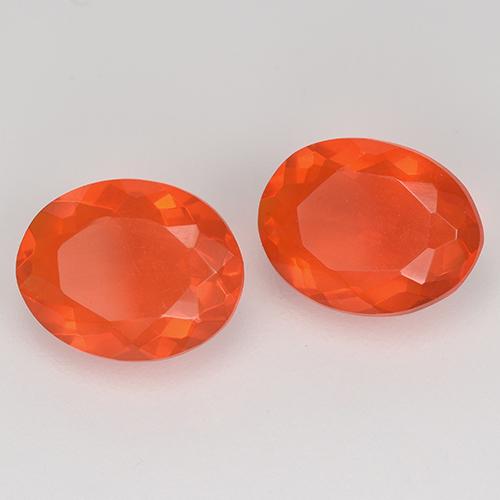 Gemas de Ópalo de fuego Naranja rojizo oscuro natural de 1.56 ct, Corte Óvalo, Transparente