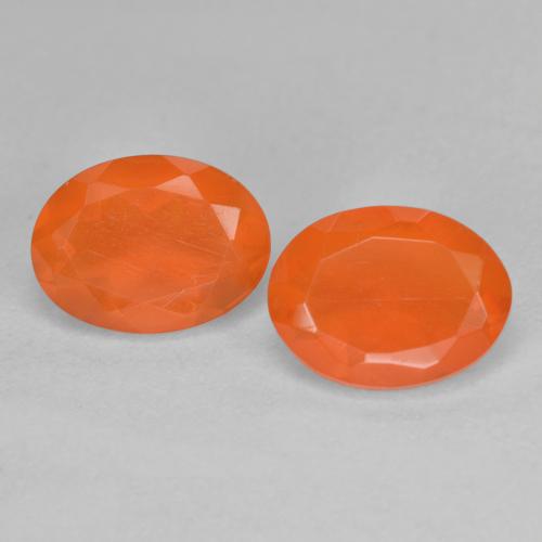 Gemas de ópalo de fuego naranja natural de 1,50 ct, corte óvalo, transparente