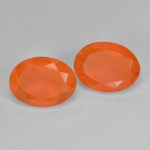 Gemas de ópalo de fuego naranja natural de 1,50 ct, corte óvalo, transparente