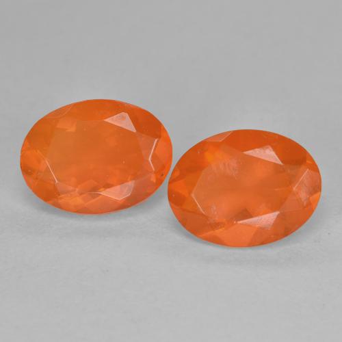 Gemas de ópalo de fuego naranja natural de 1,52 ct, corte óvalo, transparente