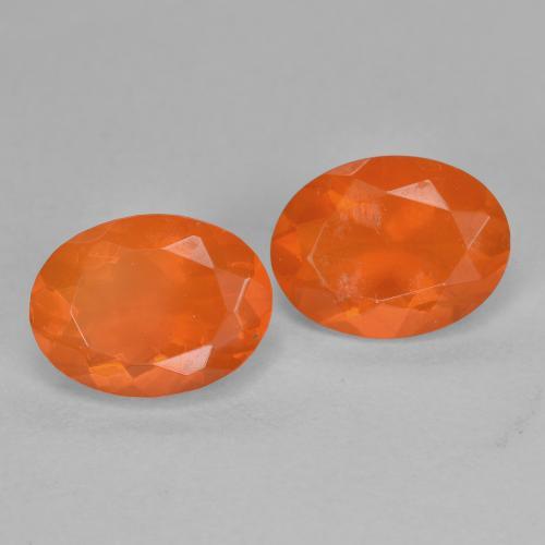 Gemas de ópalo de fuego naranja natural de 1,52 ct, corte óvalo, transparente