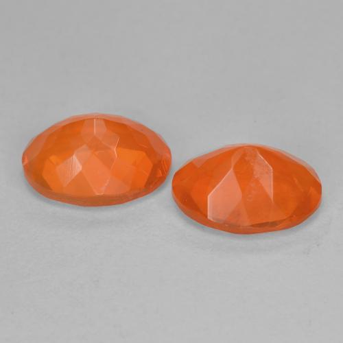 Gemas de ópalo de fuego naranja natural de 1,52 ct, corte óvalo, transparente