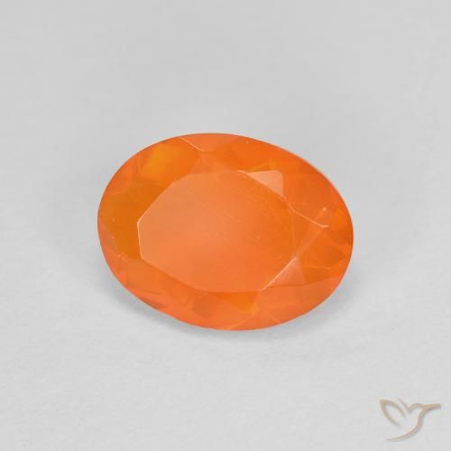 Ópalo de fuego Naranja medio natural de 0.72 ct, Ovalada, Transparente