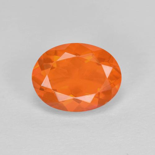 Ópalo de fuego naranja natural de 0,84 ct, corte óvalo, transparente