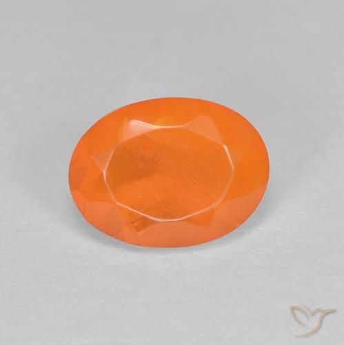 Ópalo de fuego Naranja rojizo natural de 0.83 ct, Ovalada, Translúcido