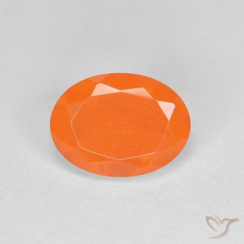 0.76ct Natural Naranja fuego Ópalo de fuego, Ovalada, Translúcido