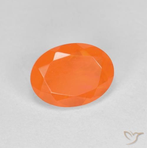 Ópalo de fuego Naranja fuego natural de 0.76 ct, Ovalada, Translúcido