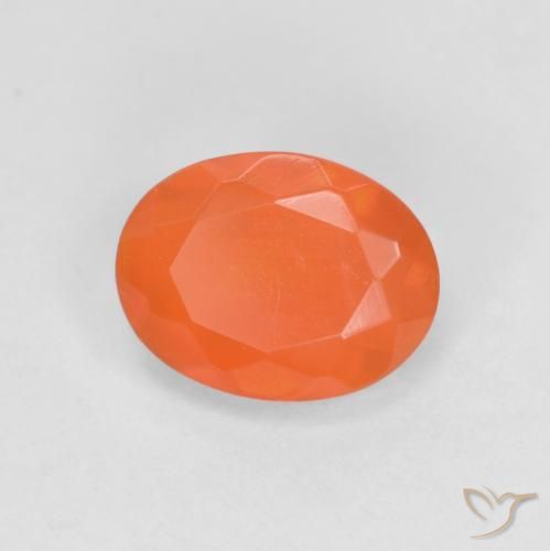 Ópalo de fuego Naranja rojizo oscuro natural de 0.64 ct, Ovalada, Translúcido