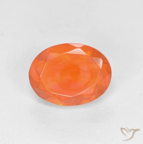 0.80ct Natural Naranja intenso Ópalo de fuego, Ovalada, Translúcido