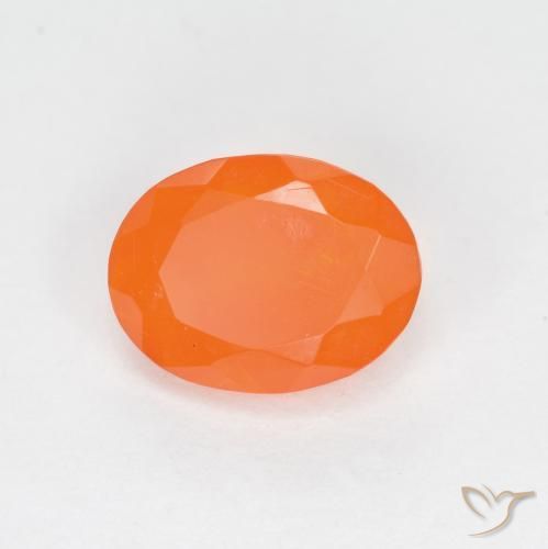 Ópalo de fuego Naranja rojizo natural de 0.69 ct, Ovalada, Translúcido