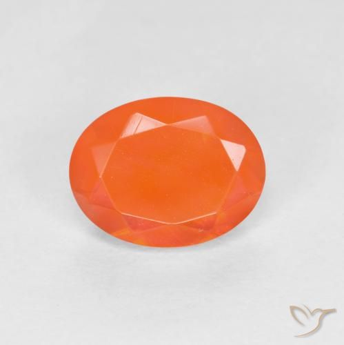 0.77ct Natural Naranja intenso Ópalo de fuego, Ovalada, Translúcido
