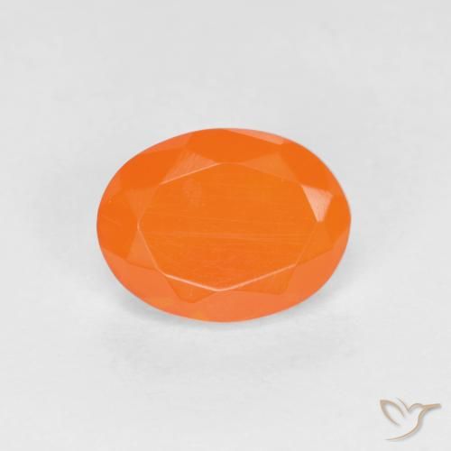 0.76ct Natural Naranja intenso Ópalo de fuego, Ovalada, Translúcido