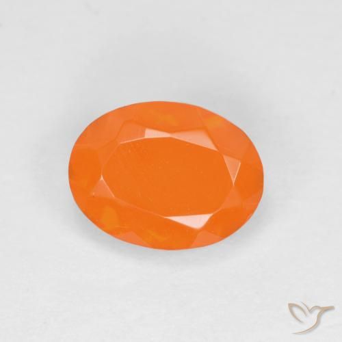 0.61ct Natural Naranja intenso Ópalo de fuego, Ovalada, Translúcido
