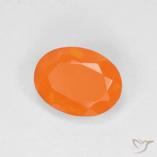 Ópalo de fuego Naranja intenso natural de 0.61 ct, Ovalada, Translúcido