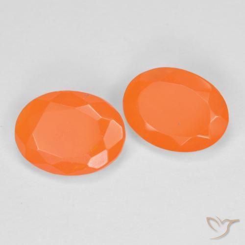 Gemas de Ópalo de fuego Naranja melocotón vívido natural de 1.08 ct, Ovalada, Translúcido