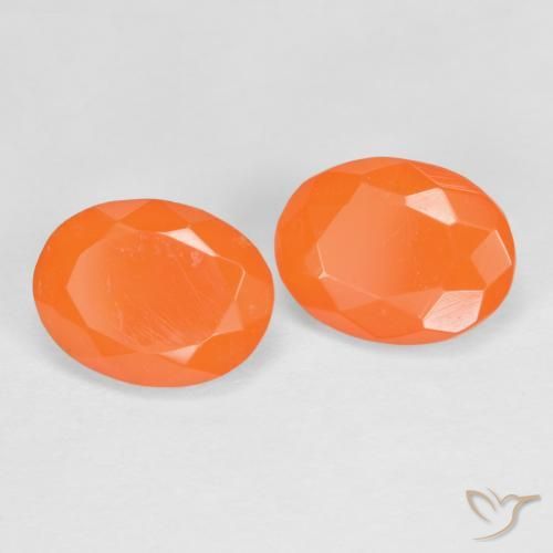 Gemas de Ópalo de fuego Naranja medio natural de 1.45 ct, Ovalada, Translúcido
