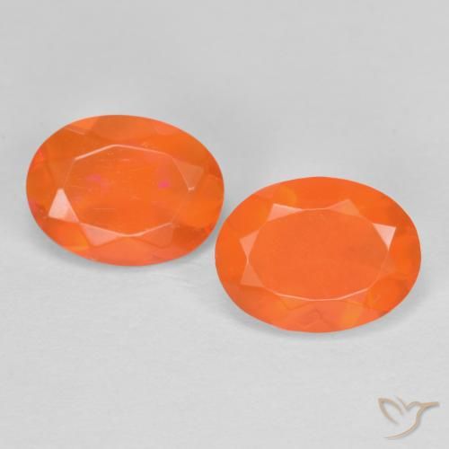 Gemas de ópalo de fuego naranja natural de 1,23 ct, corte óvalo, translúcido
