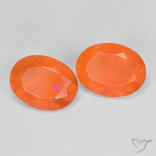 Gemas de ópalo de fuego naranja natural de 1,23 ct, corte óvalo, translúcido