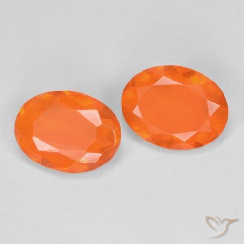 Gemas de ópalo de fuego naranja natural de 1,12 ct, corte óvalo, translúcido
