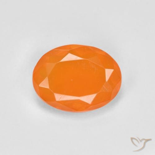 0.65ct Natural Naranja melocotón vívido Ópalo de fuego, Ovalada, Transparente