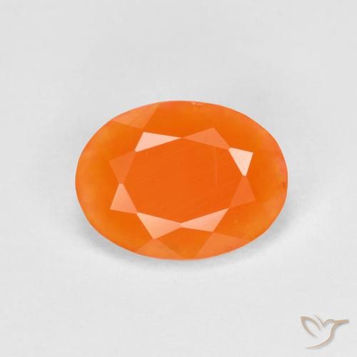 Ópalo de fuego naranja natural de 0,68 ct, corte óvalo, translúcido