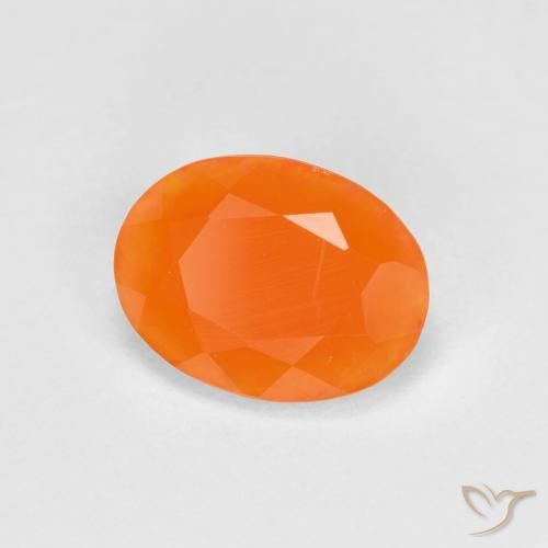 Ópalo de fuego naranja natural de 0,68 ct, corte óvalo, translúcido