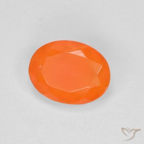 Ópalo de fuego Naranja rojizo natural de 0.70 ct, Ovalada, Transparente