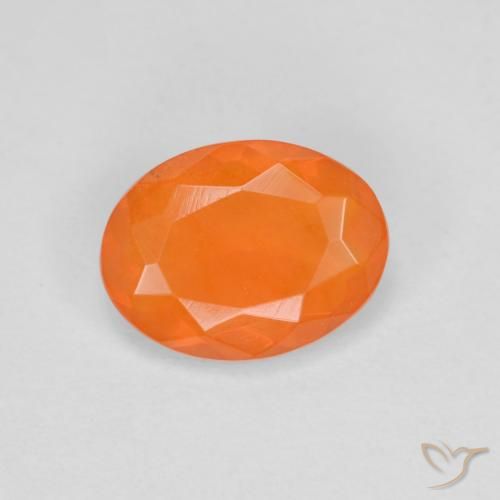 Ópalo de fuego Naranja medio natural de 0.60 ct, Corte Óvalo, Transparente