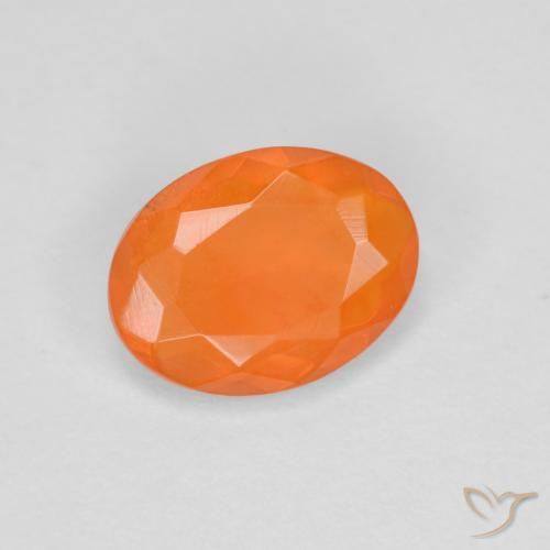Ópalo de fuego Naranja medio natural de 0.60 ct, Corte Óvalo, Transparente