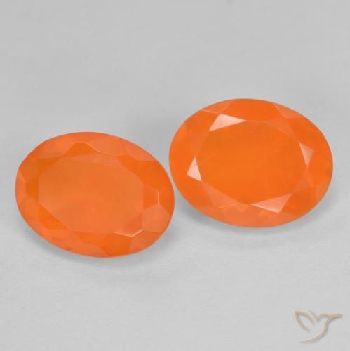 Gemas de ópalo de fuego naranja natural de 1,37 ct, corte óvalo, transparente