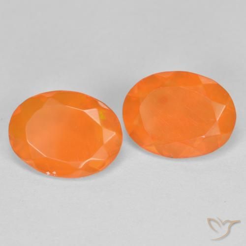 Gemas de Ópalo de fuego Naranja medio natural de 1.26 ct, Ovalada, Transparente