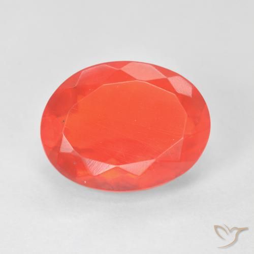 3.17ct Natural Rojo-naranja carmesí claro Ópalo de fuego, Ovalada, Transparente