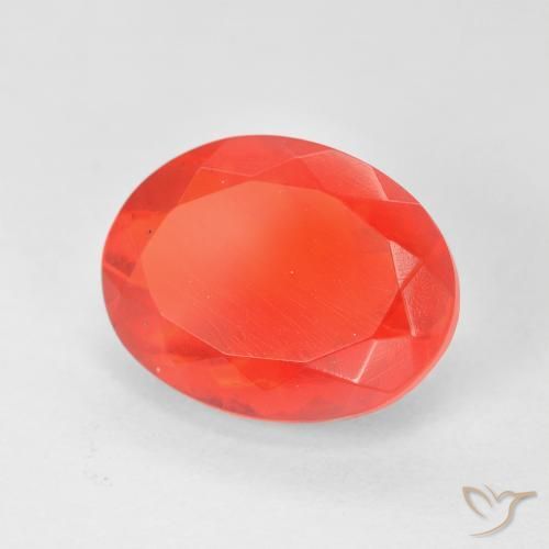 Ópalo de fuego Rojo-naranja carmesí claro natural de 3.17 ct, Ovalada, Transparente