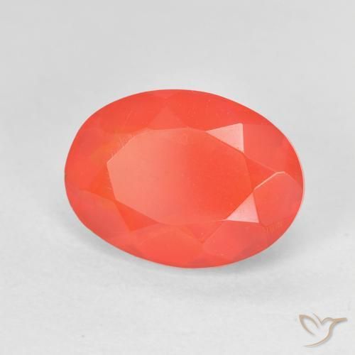 Ópalo de fuego Rojo medio natural de 1.74 ct, Ovalada, Transparente