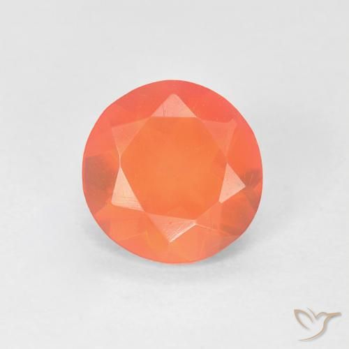 0.72ct Natural Naranja claro Ópalo de fuego, Redondo, Transparente