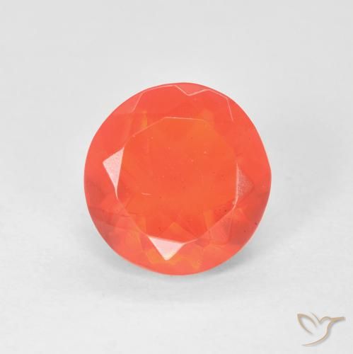 Ópalo de fuego Naranja claro natural de 1.26 ct, Corte Redondo, Transparente