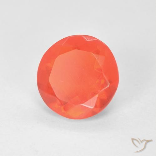 Ópalo de fuego Naranja claro natural de 1.26 ct, Corte Redondo, Transparente