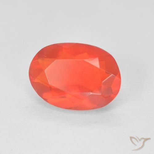 Ópalo de fuego Rojo medio natural de 2.00 ct, Corte Óvalo, Transparente