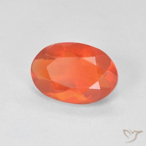 Ópalo de fuego Naranja medio natural de 1.13 ct, Ovalada, Transparente
