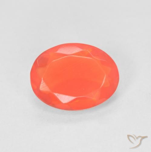 0.79ct Natural Naranja rojo intenso Ópalo de fuego, Ovalada, Transparente